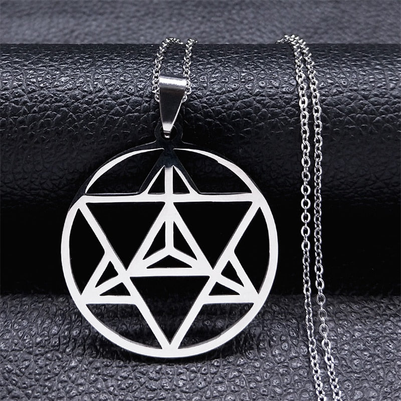 Seven Archangels Amulet Stainless Steel Necklaces Men Seal of Solomon Talisman Christian Protection Jewelry collar hombre N1162