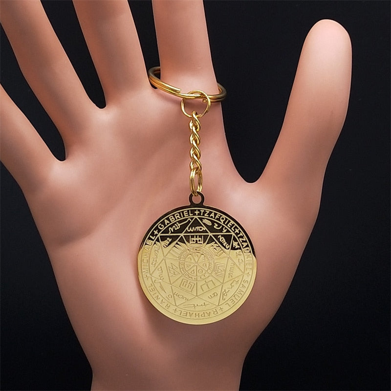 Seven Archangels Amulet Stainless Steel Necklaces Men Seal of Solomon Talisman Christian Protection Jewelry collar hombre N1162