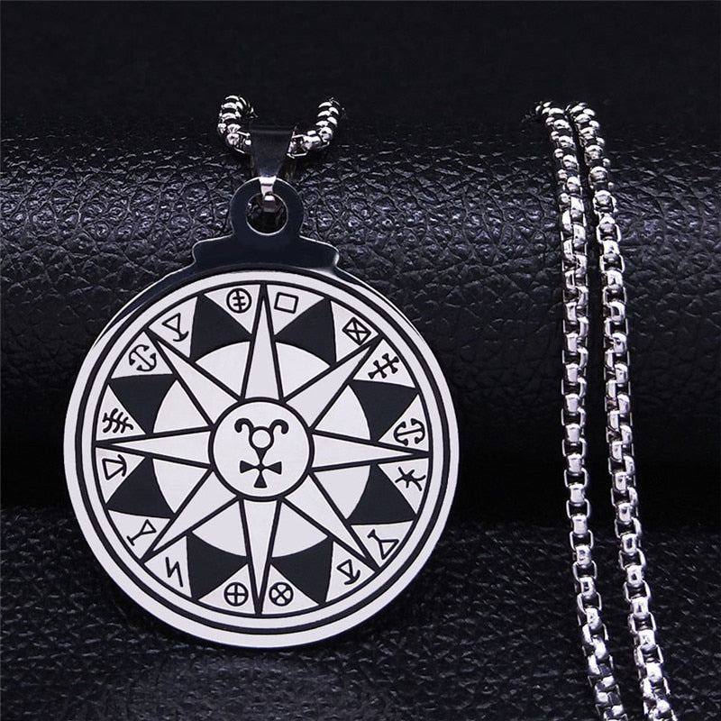 Seven Archangels Amulet Stainless Steel Necklaces Men Seal of Solomon Talisman Christian Protection Jewelry collar hombre N1162